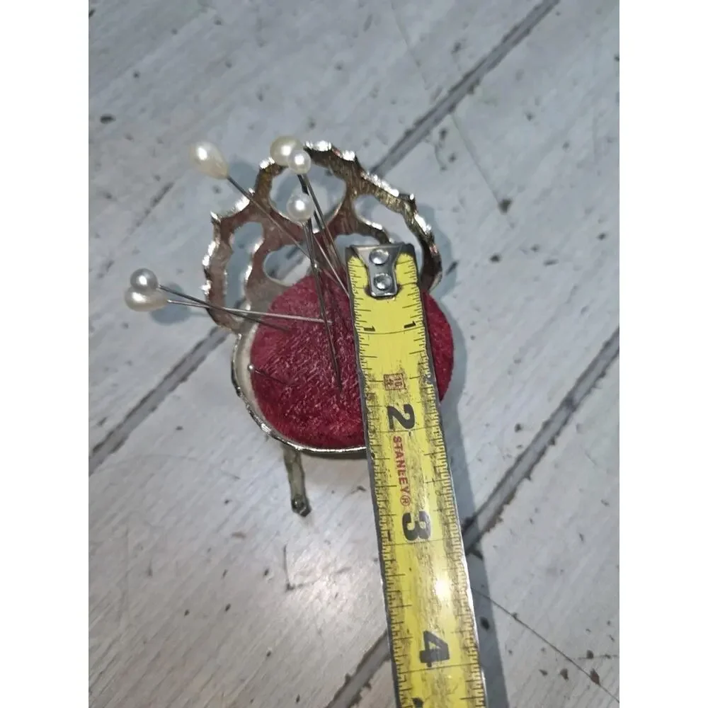Vintage Victorian Metal Rocking Chair Pin Cushion 2.5